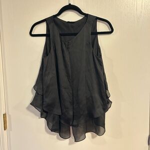 Emporio Armani Black Silk Layered Sleeveless Top
